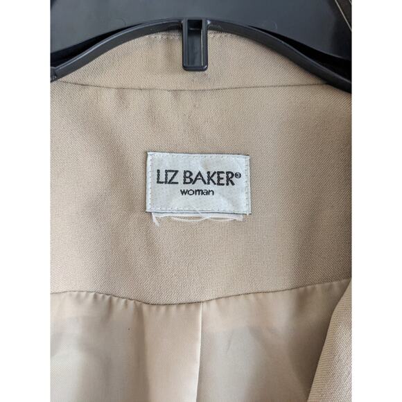 Liz Baker Women's Tan Long Sleeve Collared Button Front Blazer Jacket Size XL - Picture 3 of 4